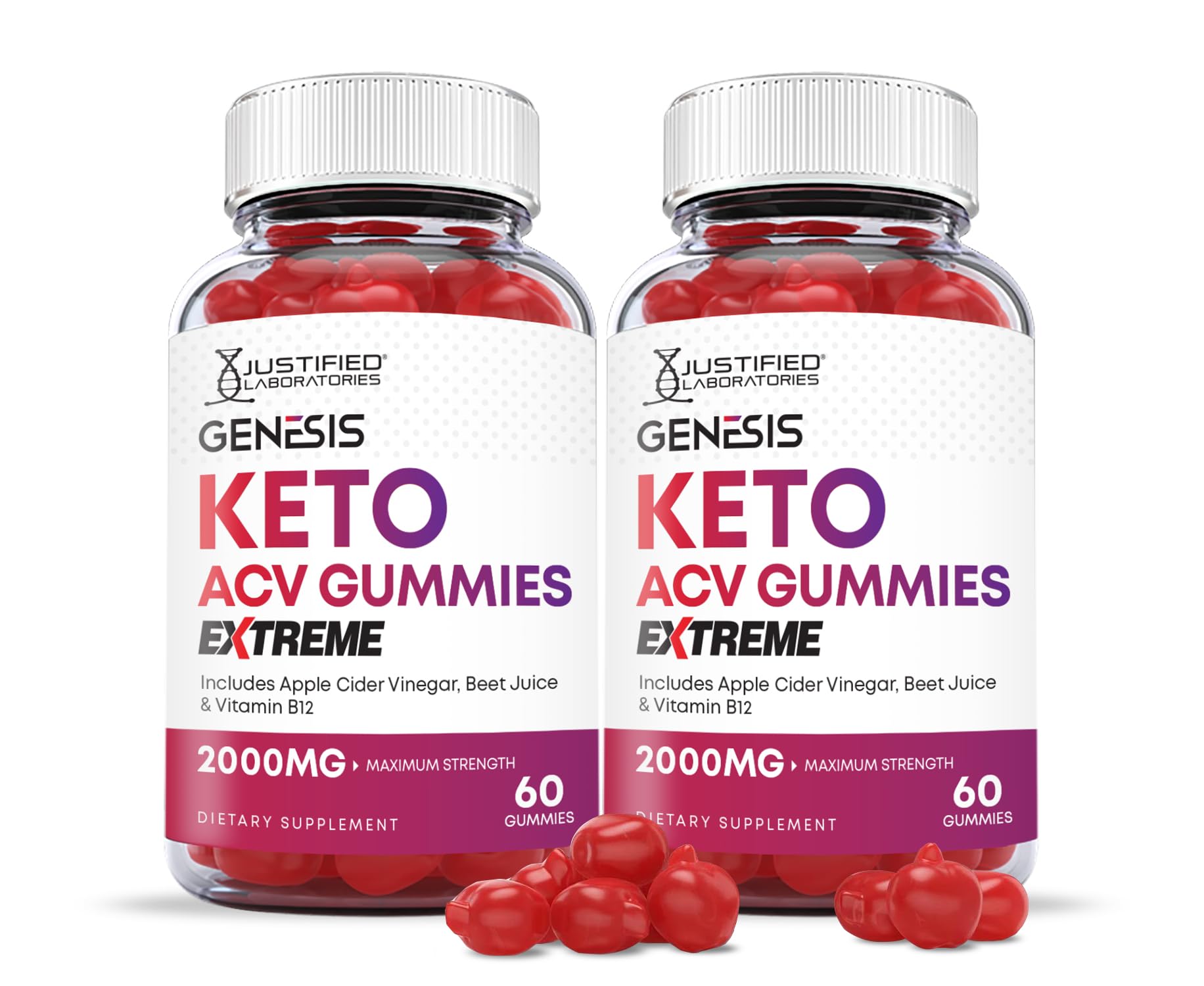 (2 Pack) Genesis Keto ACV Gummies 2000MG Vegan Non GMO ChewSwift